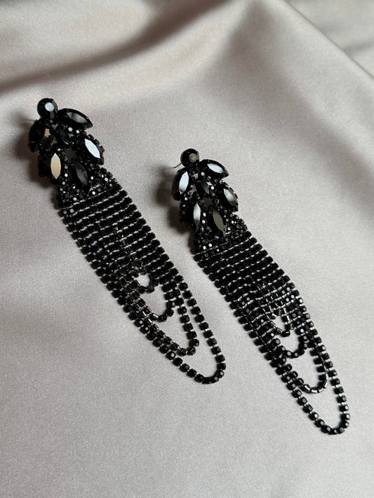 FYUAN Geometric Crystal Earrings Oversize Long Tassel
