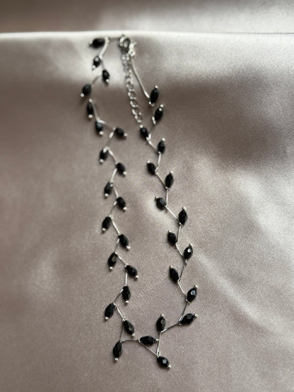 Black Crystal Bead Necklace for Women Commuting Cross-Border Jewelry Simple Matching Geometric Shape