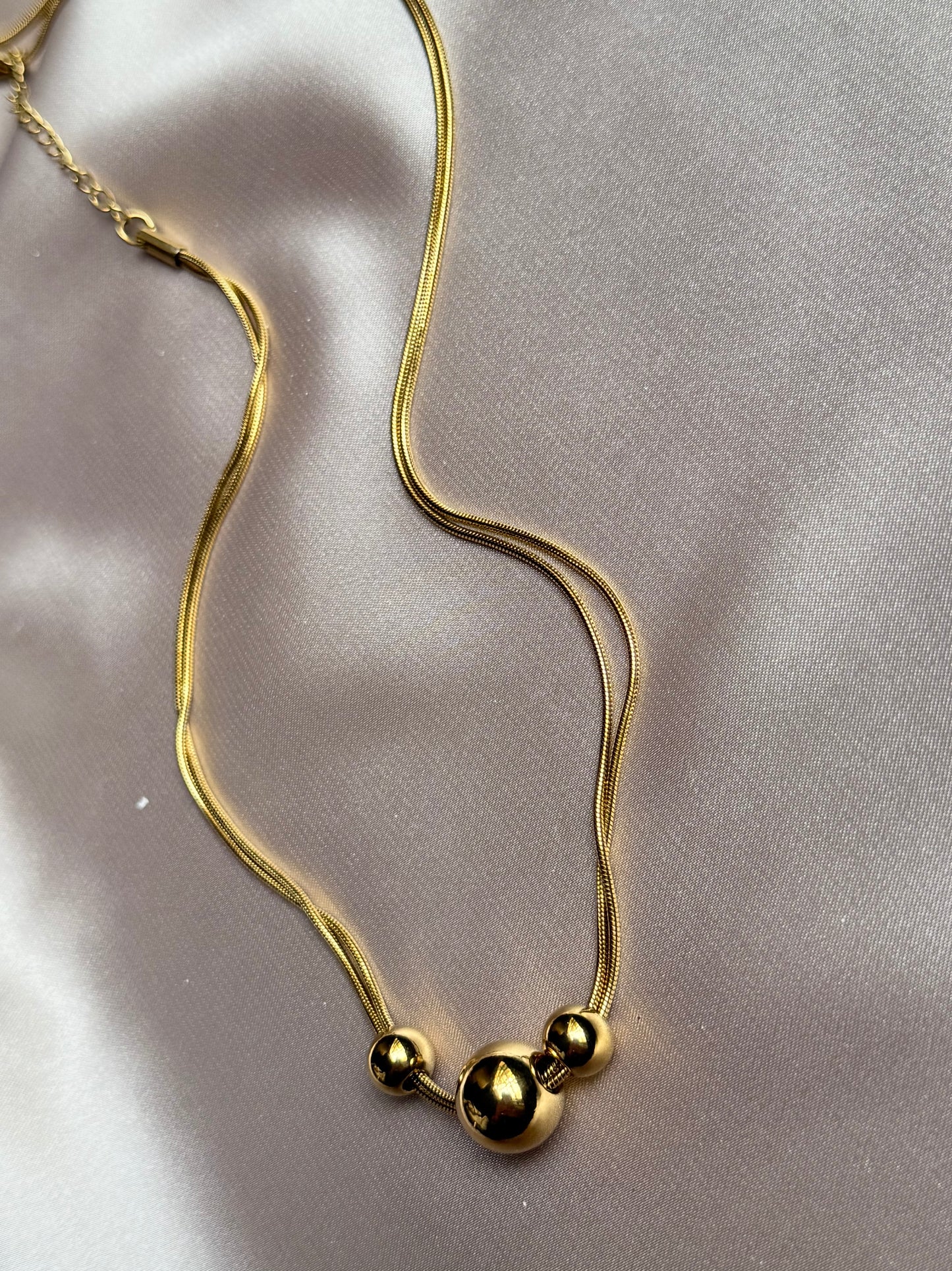 GANEMLY 316L Stainless Steel Beads Ball Pendant Necklace 18k