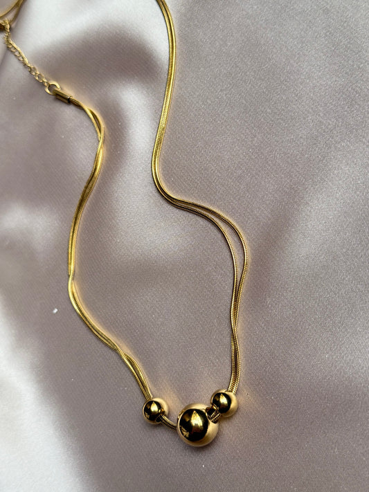 GANEMLY 316L Stainless Steel Beads Ball Pendant Necklace 18k