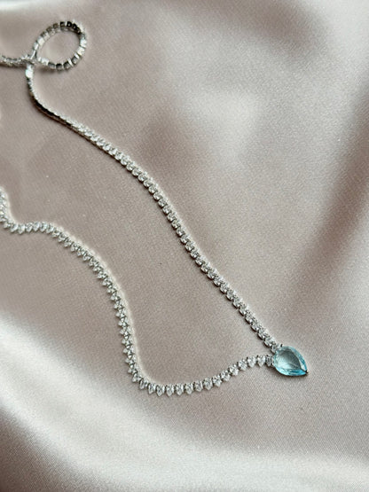 Luxury Elegant Big Light Green Water Drop CZ Crystal Necklace