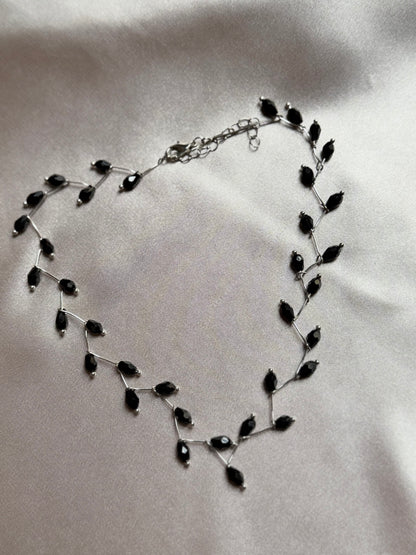 Black Crystal Bead Necklace for Women Commuting Cross-Border Jewelry Simple Matching Geometric Shape