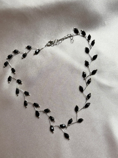 Black Crystal Bead Necklace for Women Commuting Cross-Border Jewelry Simple Matching Geometric Shape