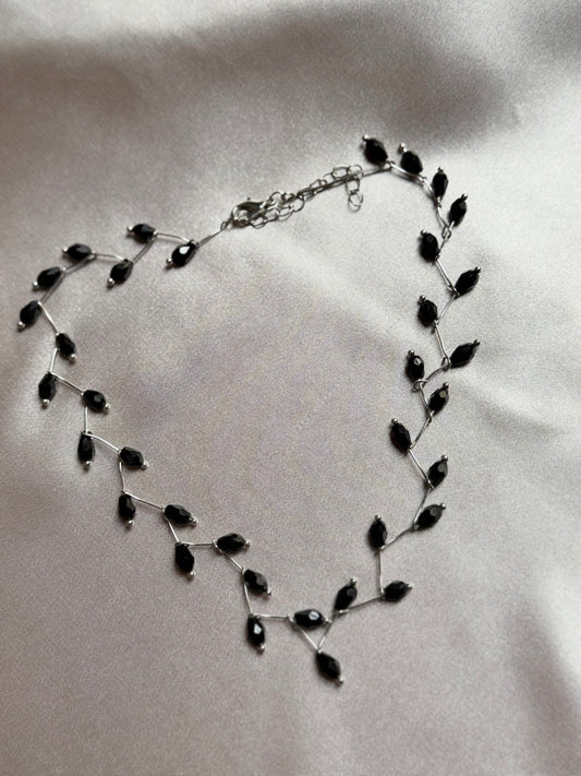 Black Crystal Bead Necklace for Women Commuting Cross-Border Jewelry Simple Matching Geometric Shape