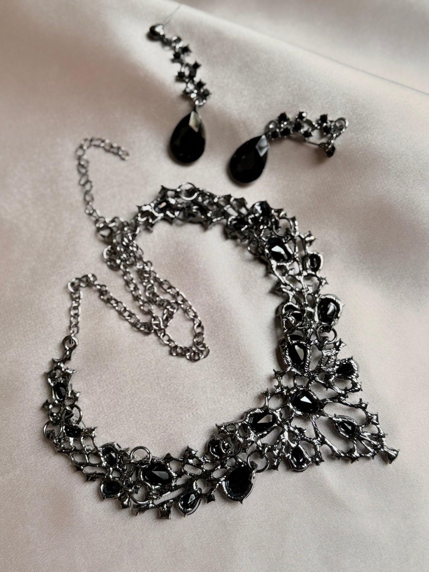 Black Zirconia 3pcs minimal jewellery set