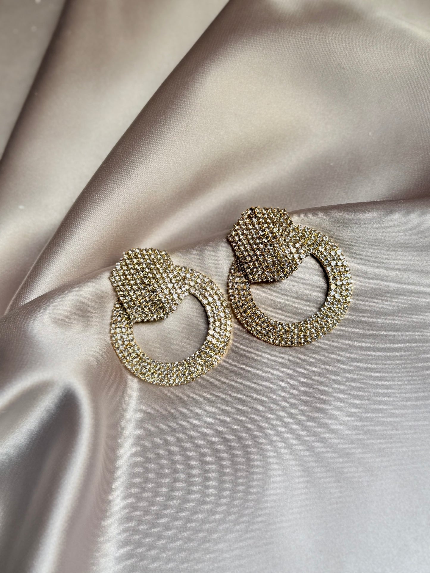 Diamond Dangle Medium Round Gold Earrings