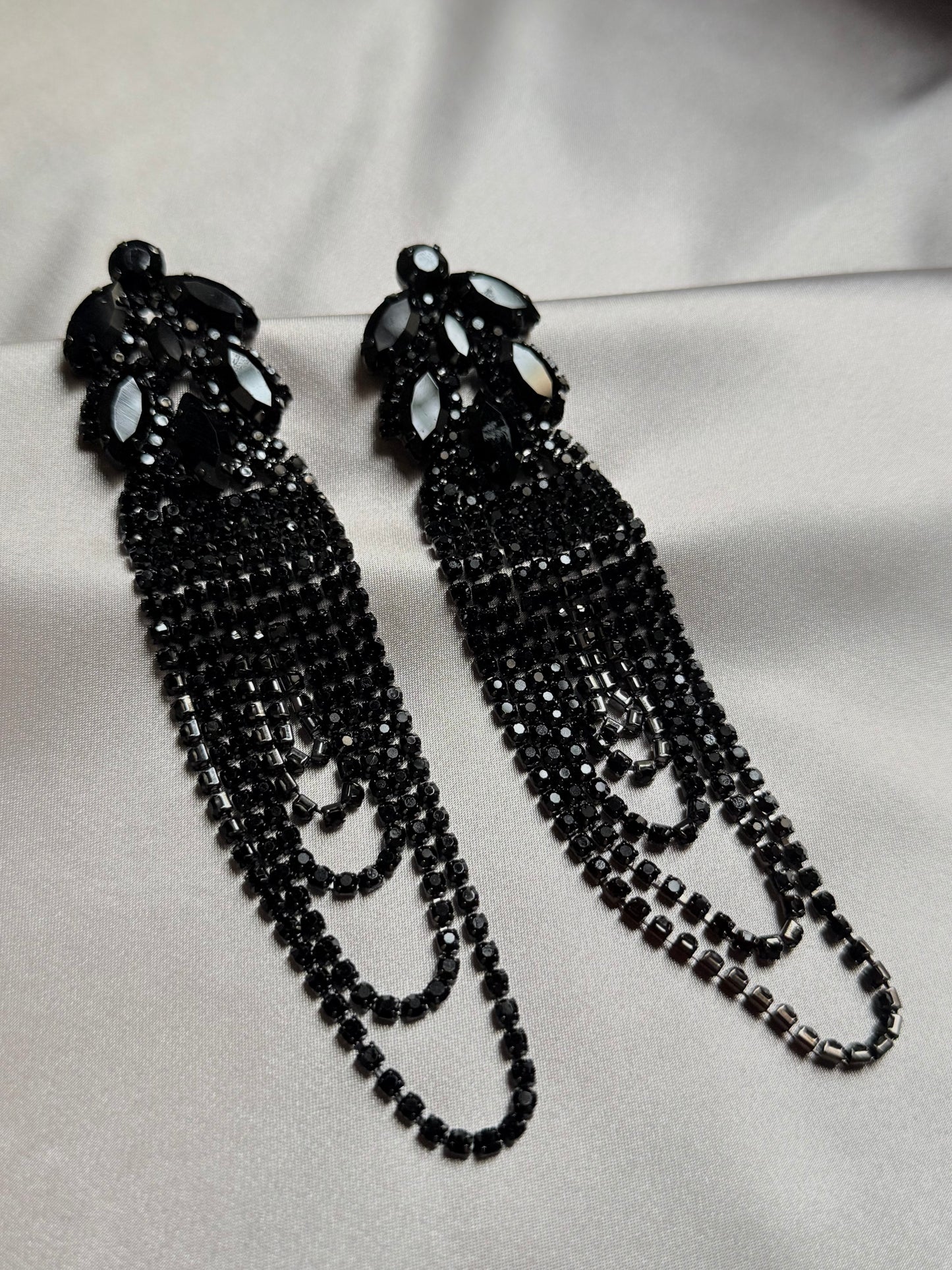 FYUAN Geometric Crystal Earrings Oversize Long Tassel