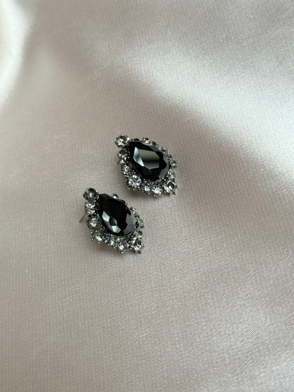 Black zircon stone stud earrings