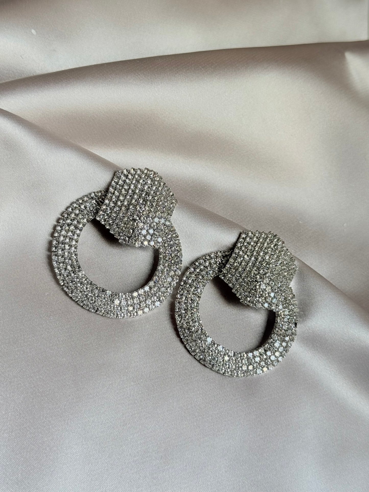 Diamond Dangle Medium Silver Earrings