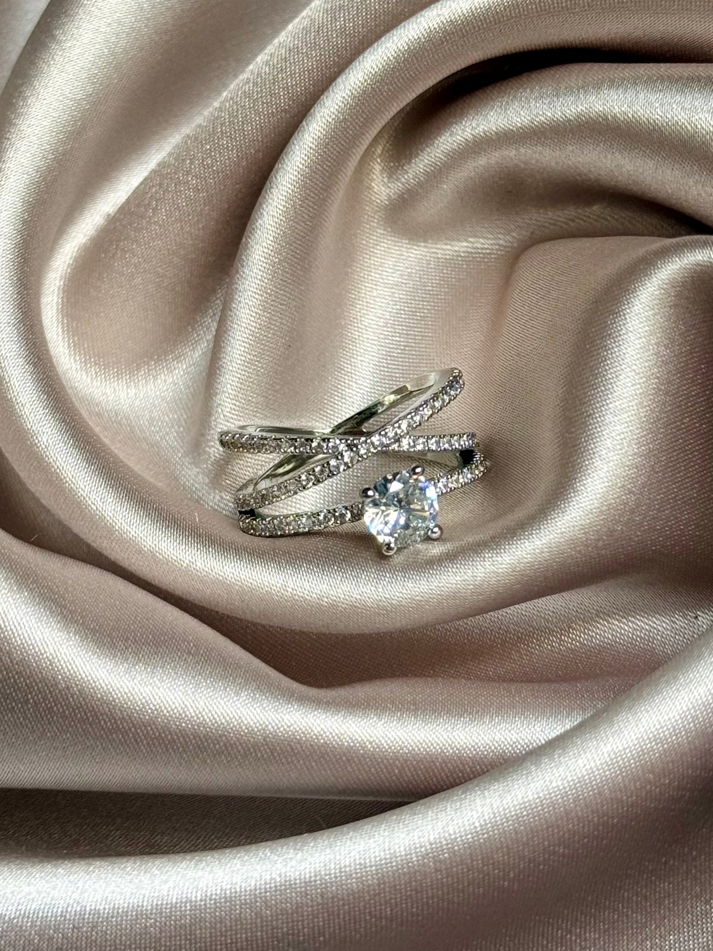 Sparkling Zircon Set Diamond Ring