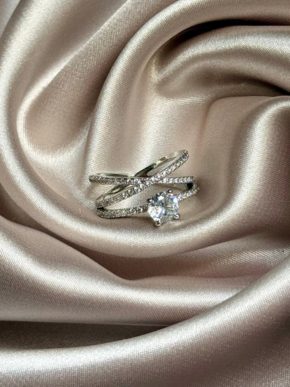Sparkling Zircon Set Diamond Ring